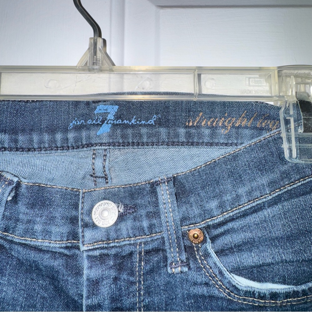 7 For All Mankind 7FAM Dark Blue indigo Straight Leg Jeans 24 - Picture 3 of 11